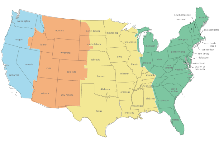 US Time Zone Map