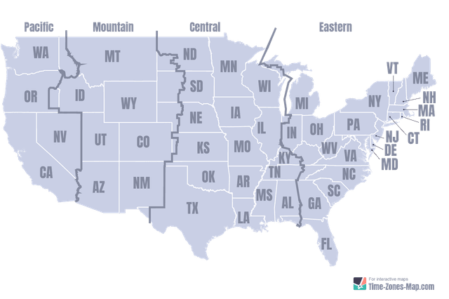 US Map in grayscale with state initials