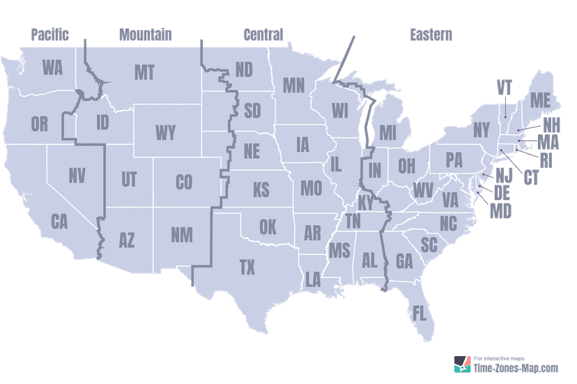 US Map in grayscale with state initials