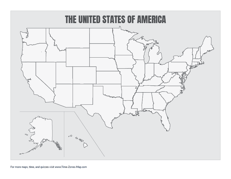 Blank map of the United States of America in greyscale