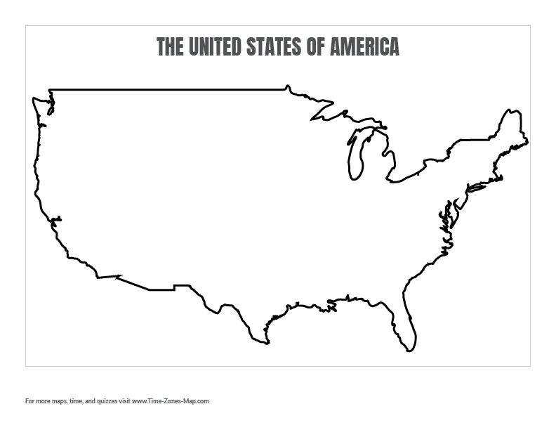 Blank map of the United States of America outline
