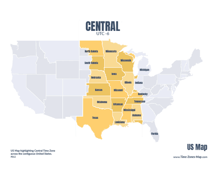 WHAT STATES FALL UNDER CENTRAL TIME visual data 2